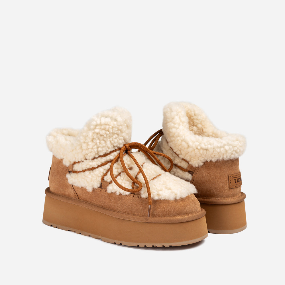 Ugg Classic Fluffy Lace-Up Platform Mini Snow Boots (4.5cm) (Water Resistant)