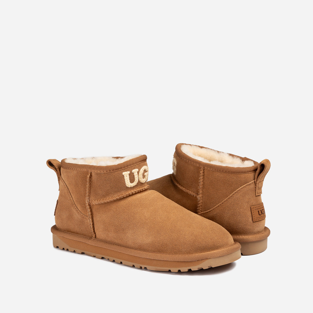 Ugg Classic Knit Logo Ultra Mini Boots (Water Resistant)