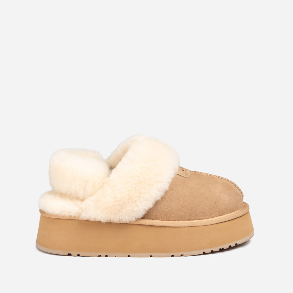 Ugg Coquette Platform Slipper (Elastic Logo & Wool Strap) (Detachable Feature)