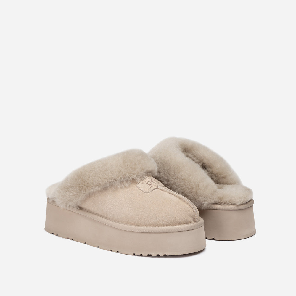 Ugg Coquette Platform Slipper (Elastic Logo & Wool Strap) (Detachable Feature)