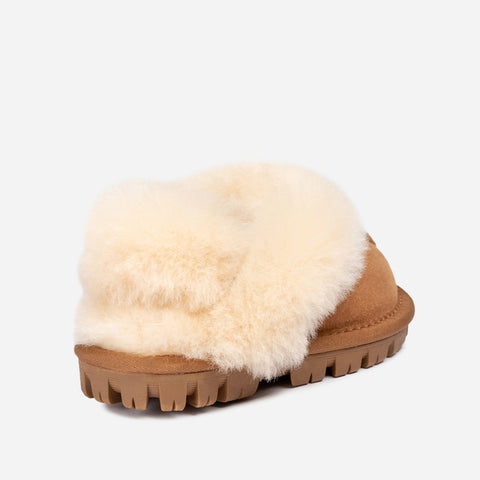 Ugg Kids Coquette Slipper (Cow Suede)(Elastic Logo & Wool Strap)(Detachable Feature)