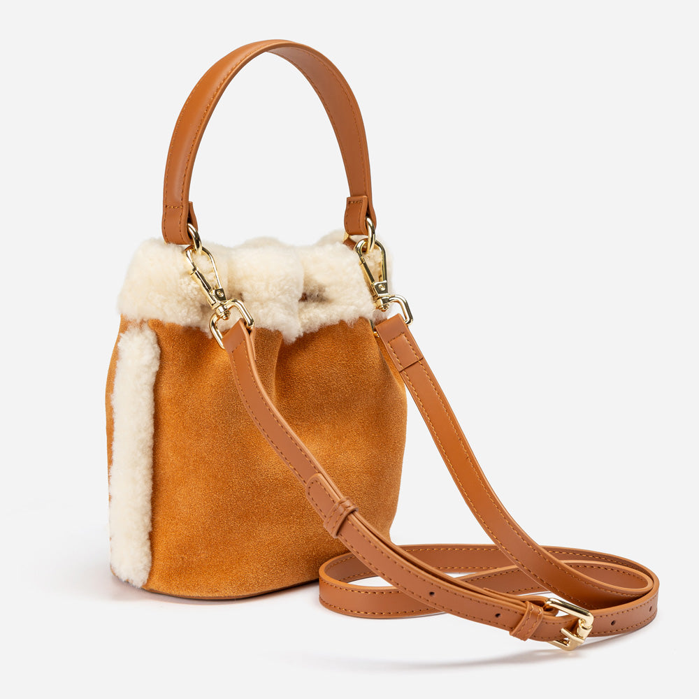 Ugg Shearling Logo Mini Bucket Bag